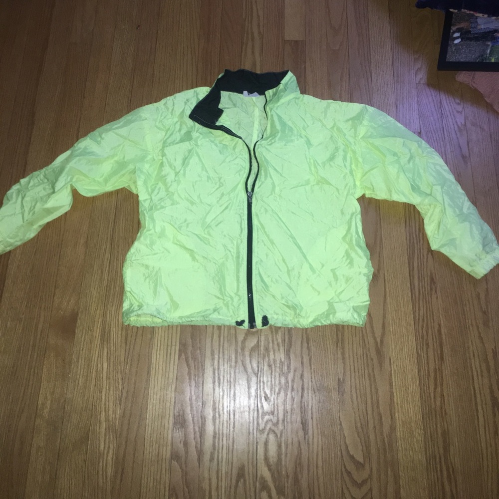 Neon yellow windbreaker